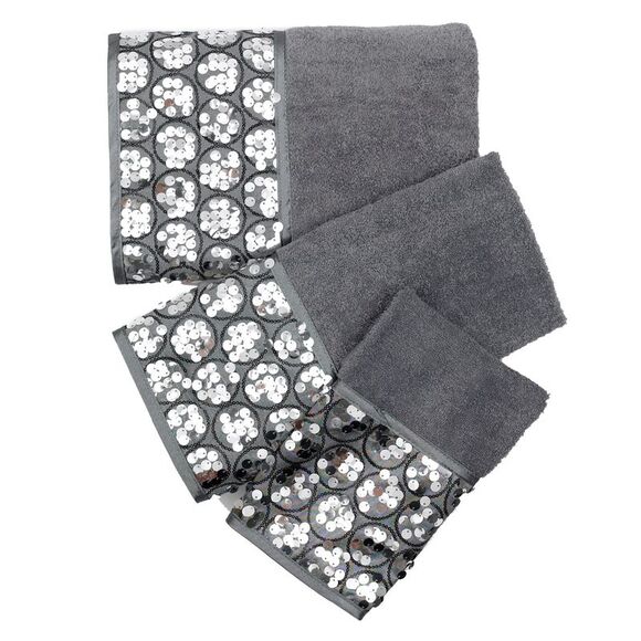 Sinatra Silver - 3-Piece Popular Bath Bathroom Pool, Hand, Wash Towel Set